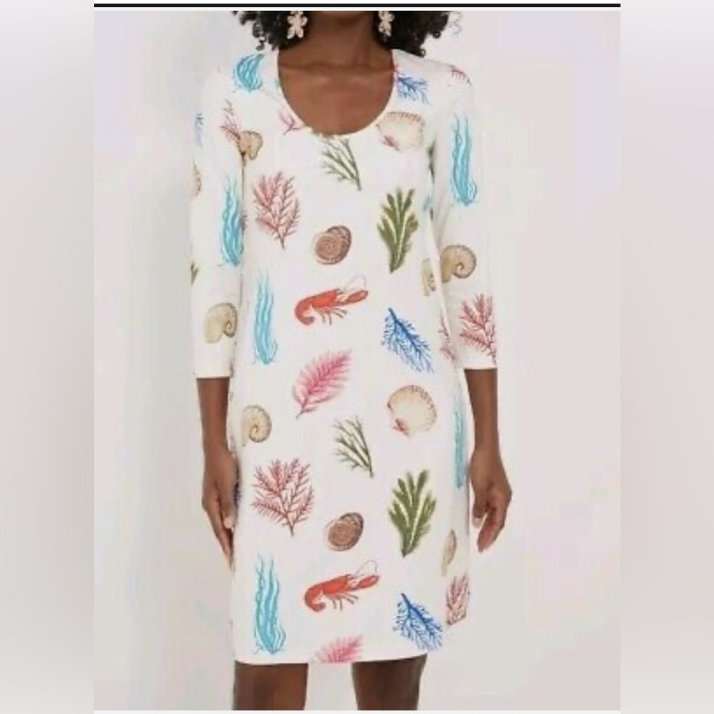 Tuckernuck White Sheath Midi Dress with 3/4 Sleeves